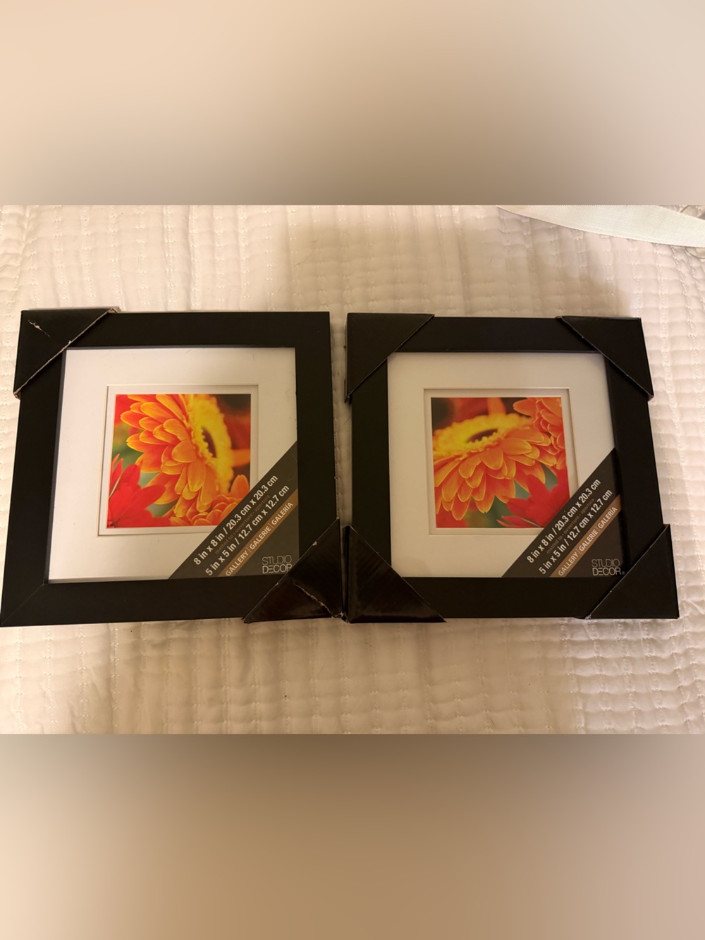 Studio Decor Black Frame Set with White Mats and Floral Prints